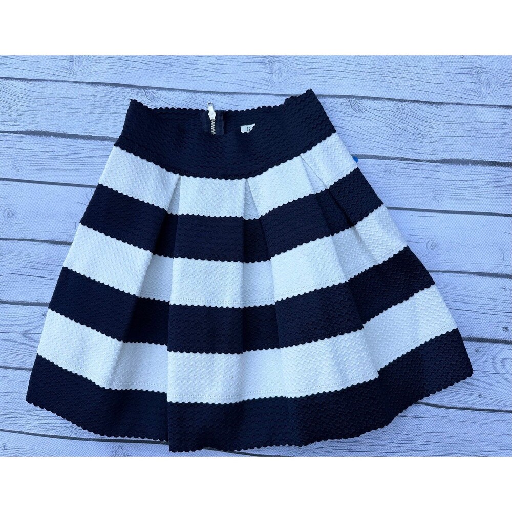 Ginger G Navy & White Striped Textured Skirt | Apricot Lane Boutique | Size M
